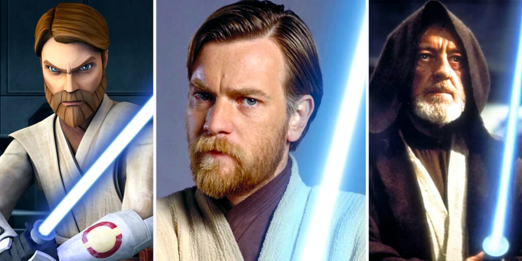 Obi-Wan Kenobi in Star Wars Clone Wars, prequels and original trilogy